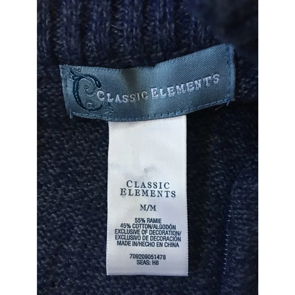 Vintage Classic Elements Christmas Front Zip Cardigan Sweater